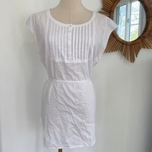 Vintage Merona White Swiss Dot Cap Sleeve Blouse 100% Cotton XL L Cottagecore